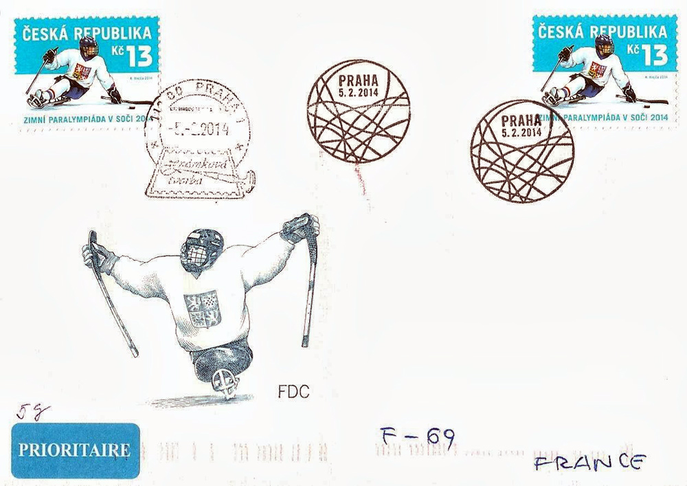 Remarquable timbre commmoratif des Jeux Paralympiques de Sotchi dit en Rpublique Tchque